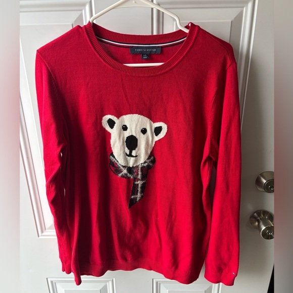 Tommy Hilfiger Sweaters - Tommy Hilfiger Sweater Women L Red Polar Bear Crewneck Christmas Pullover